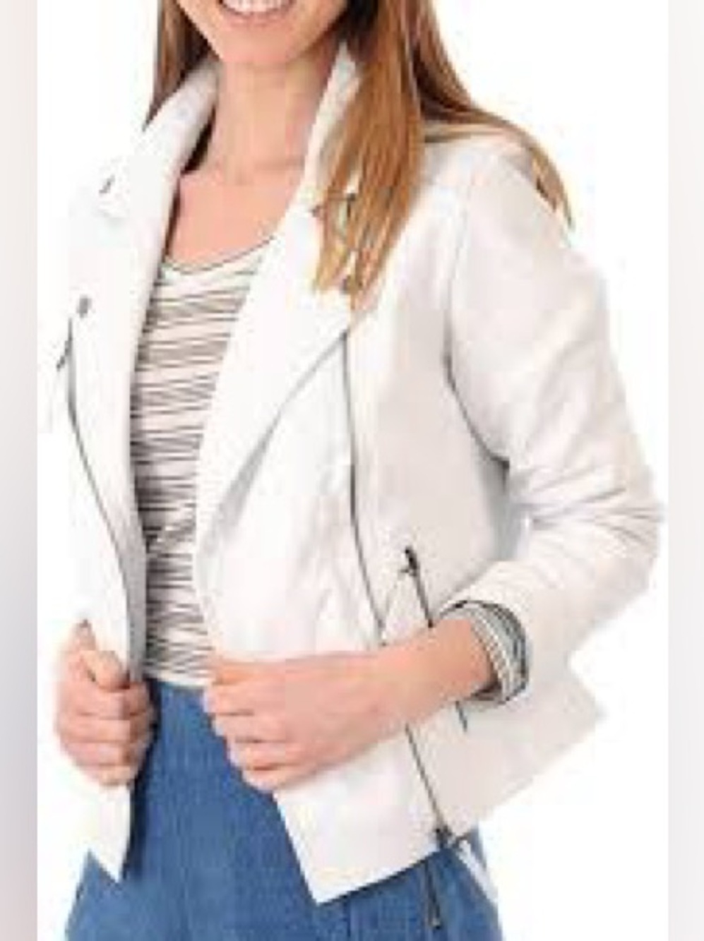 Xhilaration White Women’s Moto  Faux Leather Jacket-  NWOT Size L